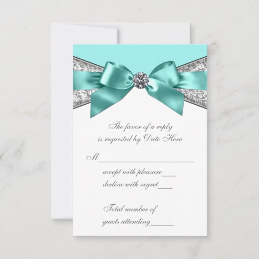 Diamants Blancs Bleu Turquoise Douce 16 RSVP (Devant)