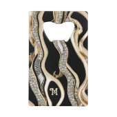 Diamants blancs et rayures dorées zèbres sur noir (Devant)