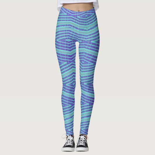 Diamants Bleus Pantalon de Yoga artisanal Leggings (Devant)