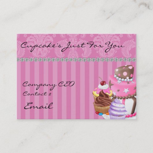 Diamants Carte de visite de Cupcake's Damask Desig (Devant)