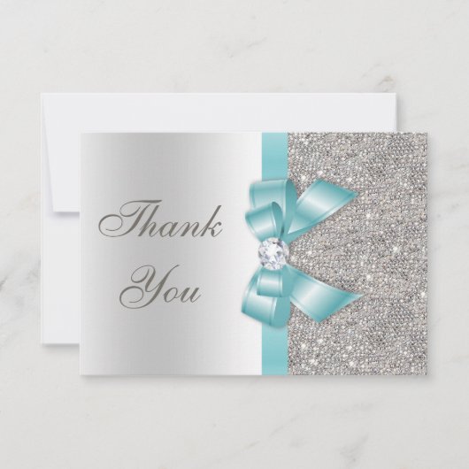 Diamants d'argent turquoise Faux Bow Merci (Devant)