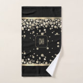 Diamants de bijou d'or sur noir avec Monogramme (Serviette à main)