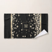 Diamants de bijou d'or sur noir avec Monogramme (Serviette à main)