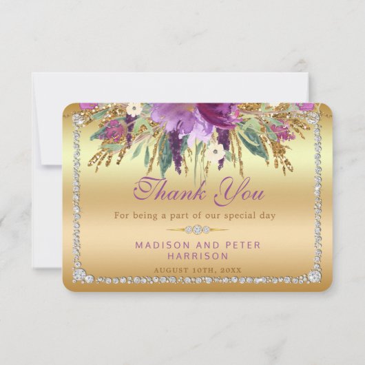 Diamants de fleurs Mariage Merci or (Dos)