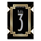 Diamants de Glam Art Déco Mariage Table Numéro Tro (Dos)