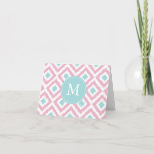 Diamants de menthe rose monogramme Motif Ikat