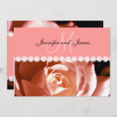 Diamants de rose corail Faire-part de mariage d'im (Devant / Derrière)