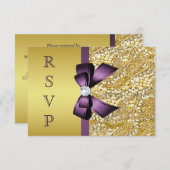 Diamants de séquence Gold Faux Bow violet RSVP (Devant / Derrière)