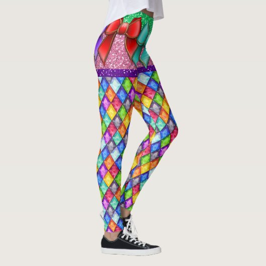 Diamants d'illusion de fond Pop Leggings de mode (Droite)