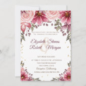 Diamants d'or Floral Bourgogne Faire-part de maria (Devant)