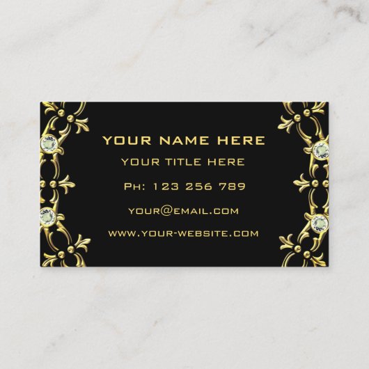 Diamants d'or noir Carte de visite Concevez votre  (Dos)