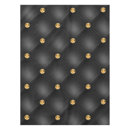 Diamants d'or Tufté Noir et Or Nappe (Devant)