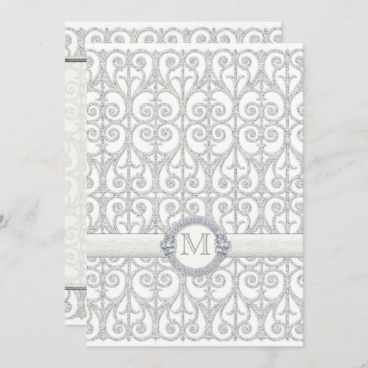 Diamants et dentelle, menu décoré d'un monogramme (Devant / Derrière)