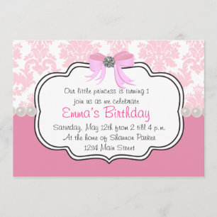 Diamants et invitation roses de damassé de perles