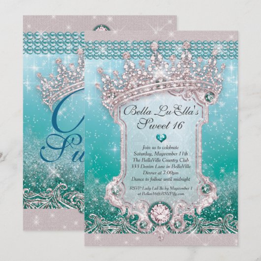 Diamants et sucreries 16 Invitations de coing (Devant / Derrière)