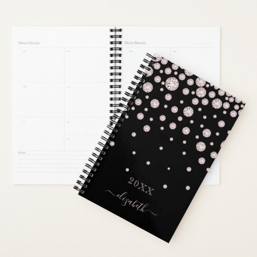 Diamants or rose noir nom glamour (Devant avec enveloppe)