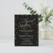 Diamants Or Simple Black Sweet 16 Invitation (Debout devant)