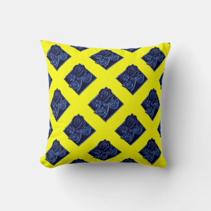 Diamants roses-06-Bleu Jaune-Carré Jaune Oreiller