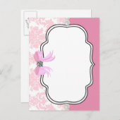 Diamants roses et perles Damas Invitation (Devant / Derrière)