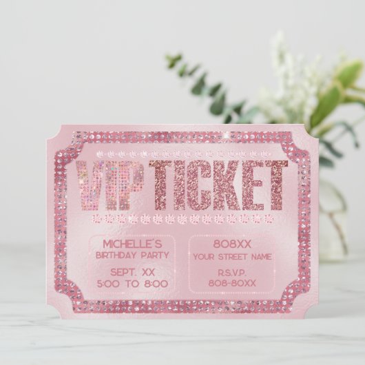 Diamants roses glamour VIP Invitation de ticket (Debout devant)