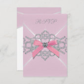 Diamants roses Rose Doux 16 Anniversaire Fête RSVP (Devant / Derrière)