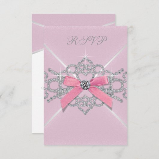 Diamants roses Rose Doux 16 Anniversaire Fête RSVP (Devant / Derrière)