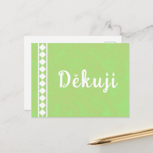 Diamants sur une carte postale de remerciement tch (Devant/Arrière en situation)