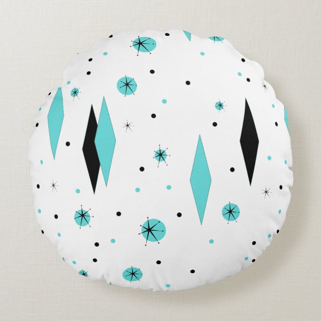 Diamants turquoise rétro & Coussin rond (Devant)