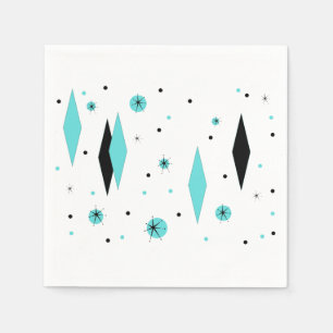 Diamants turquoise rétro et serviettes en papier S