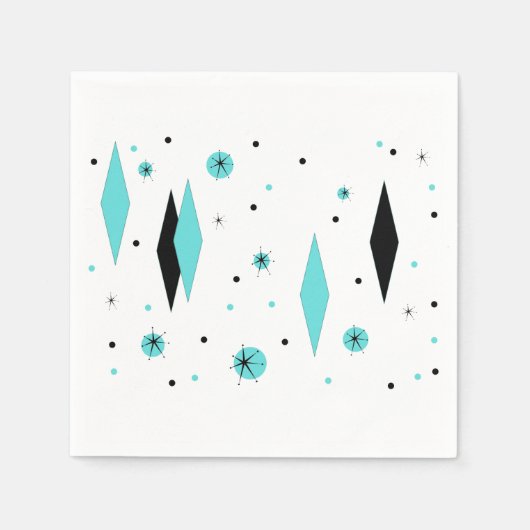 Diamants turquoise rétro et serviettes en papier S (Devant)