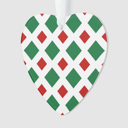 Diamants verts et rouges sur blanc (devant)