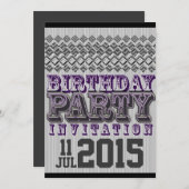 Diamants violets noirs rayés Invitation de fête d' (Devant / Derrière)