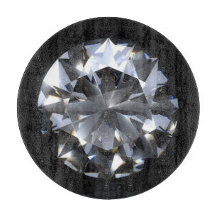 Diamantsteen: zwarte ruimte schittert. snijplank