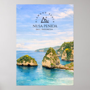 Diamantstrand Bali Aquarel Turquoise Zee Poster