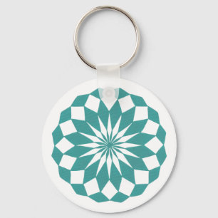 Diamantvormen in Blauwgroen Turquoise Mandala-Sleu Sleutelhanger