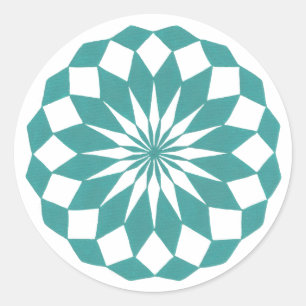 Diamantvormen in Blauwgroen Turquoise, Mandala sti Ronde Sticker