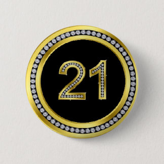 Diamond 21st Birthday Pin Ronde Button 5,7 Cm