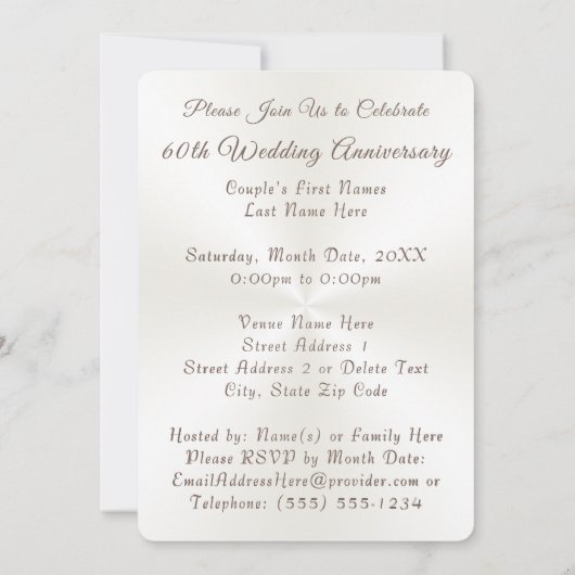 Diamond 60e bruiloft Jubileum uitnodigingen (Achterkant)