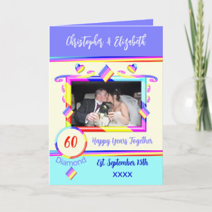 Diamond 60ste verjaardag: foto's paars toevoegen kaart