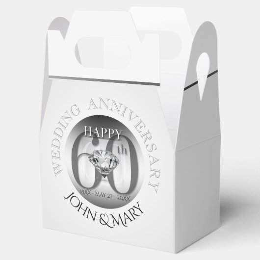 Diamond 60TH Bruiloft Jubileum Gable Favor Box Bedankdoosjes (Geopend)