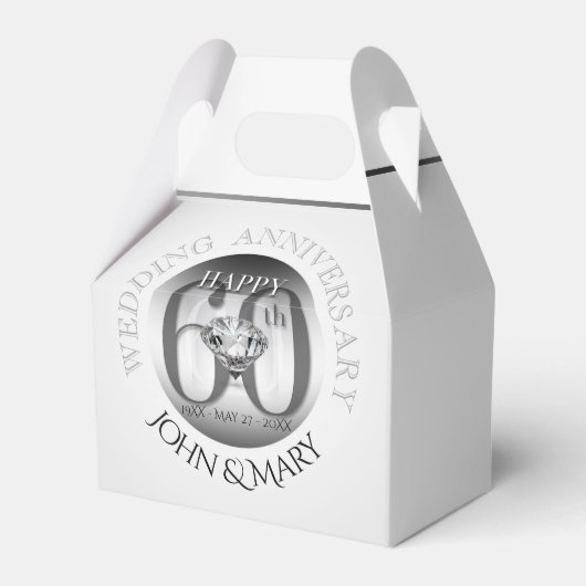 Diamond 60TH Bruiloft Jubileum Gable Favor Box Bedankdoosjes (Voorkant Zijde)