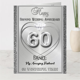 Diamond 60th Bruiloft Jubileum Kaart Voor Man
