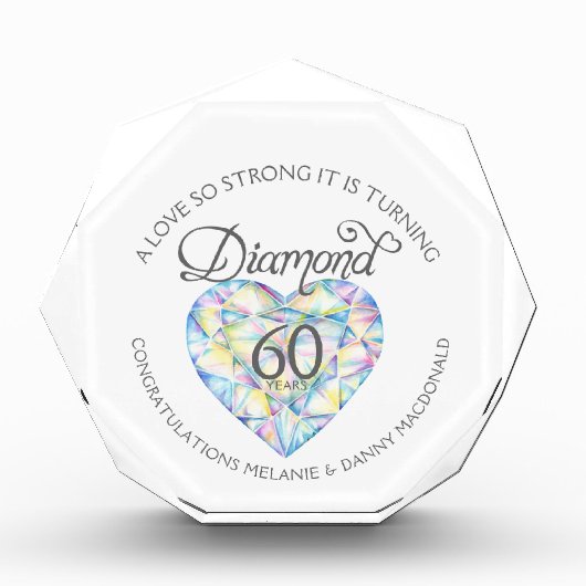 Diamond 60th Jubileum hart art naam Fotoblokken (Voorkant)