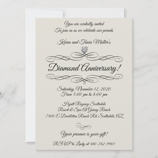 Diamond 60th verjaardagsfeest kaart (Voorkant)