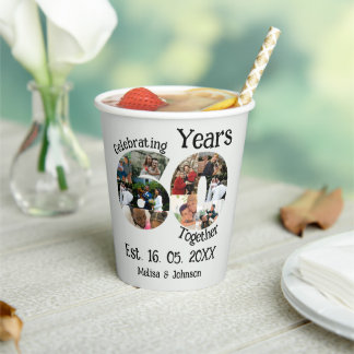 Diamond 60th Wedding Jubileum 10 Foto Collage Papieren Bekers