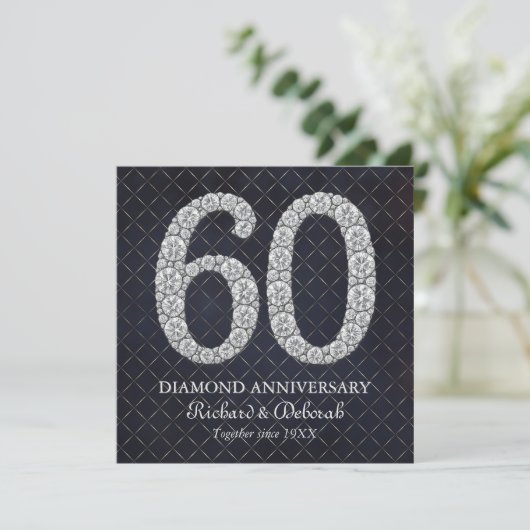 Diamond 60th Wedding Jubileum Groet Kaart (Staand voorkant)