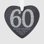 Diamond 60th Wedding Jubileum Kerst Hart Ornament (voorkant)