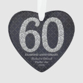 Diamond 60th Wedding Jubileum Kerst Hart Ornament (achterkant)