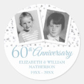 Diamond 60th Wedding Jubileum Kindertijd Foto's Ronde Sticker (Voorkant)