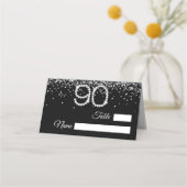 Diamond 90th Birthday Party Folded Place Card (Voorkant)